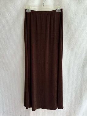 Francine B Chocolate Brown Maxi Skirt Stretch Pull On Slip Skirt Size: Medium
